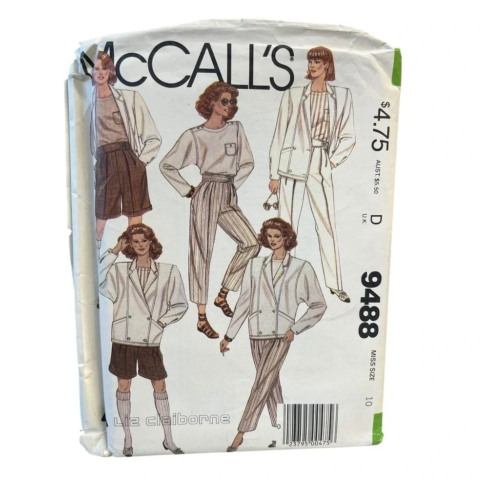 McCALL'S 9488 Misses' Jacket Blouse Pants Shorts Size 10 1980s